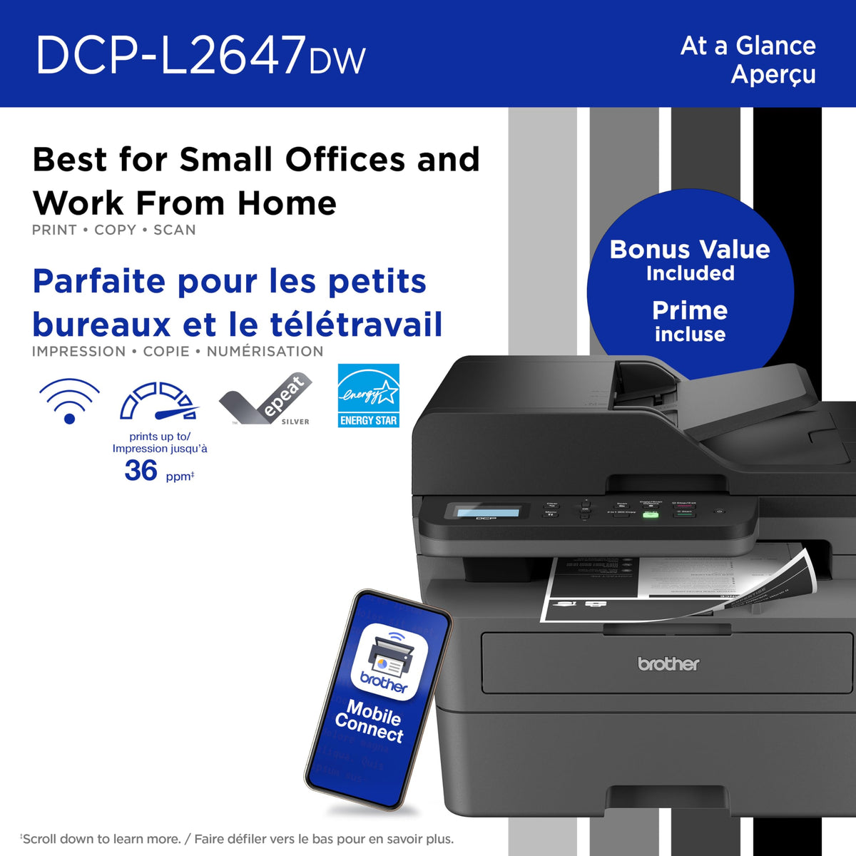 Brother DCP-L2647DW Wireless Monochrome Laser Printer