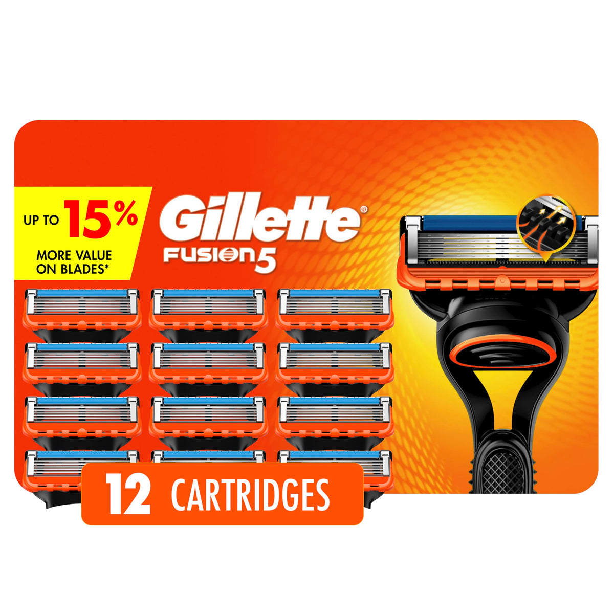 Gillette Fusion5 Men's Razor Blade Refills, 12 Count