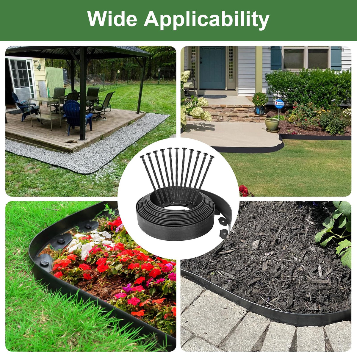 Garden Edging Border Kit with 40 Stakes, 40 ft x 2"