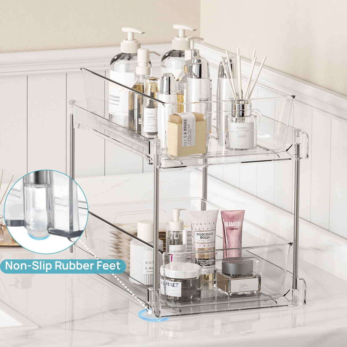 Vtopmart 2 Tier Clear Under Sink Organizers (2 Pack)