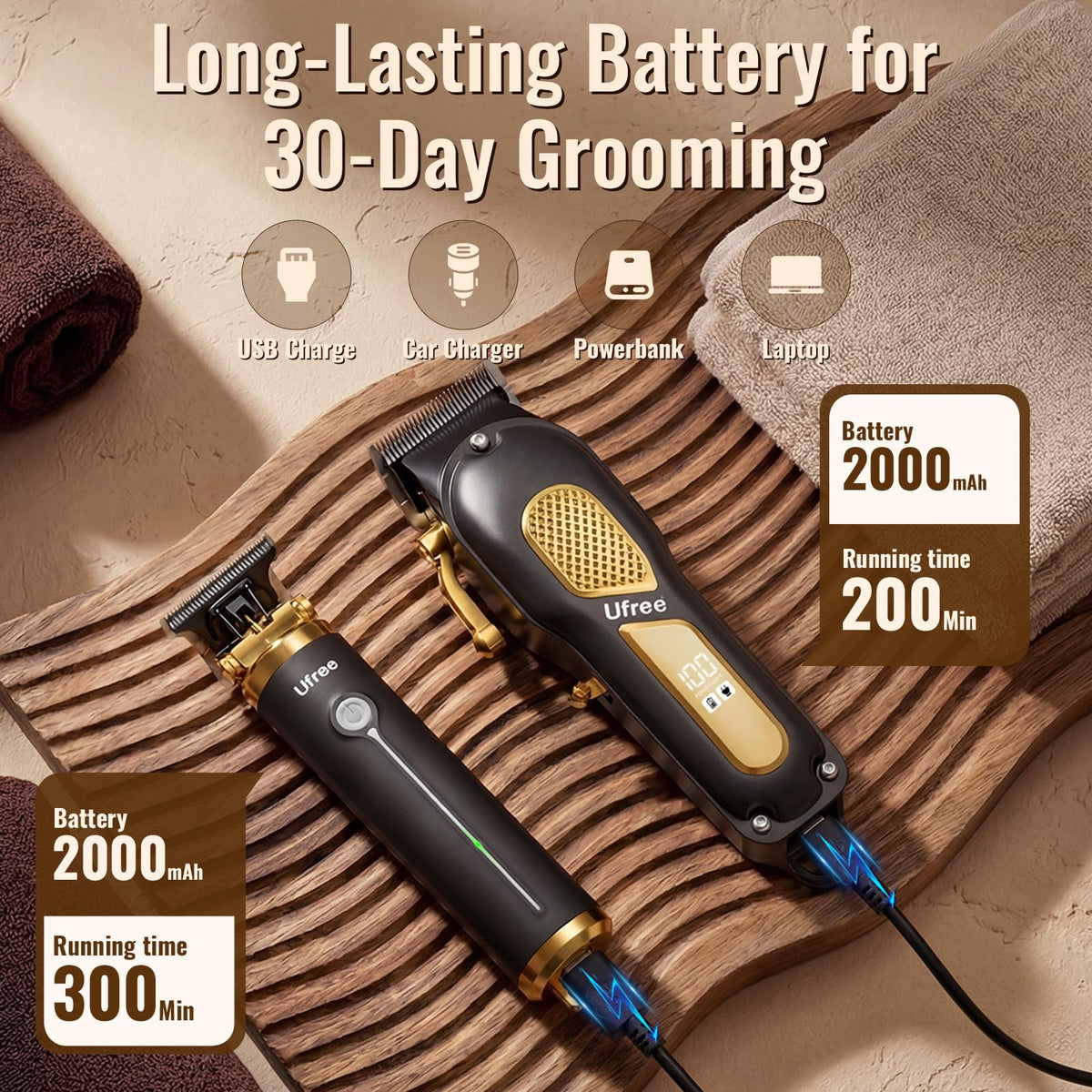 Ufree Cordless Hair Clippers and Trimmers Grooming Kit for Men
