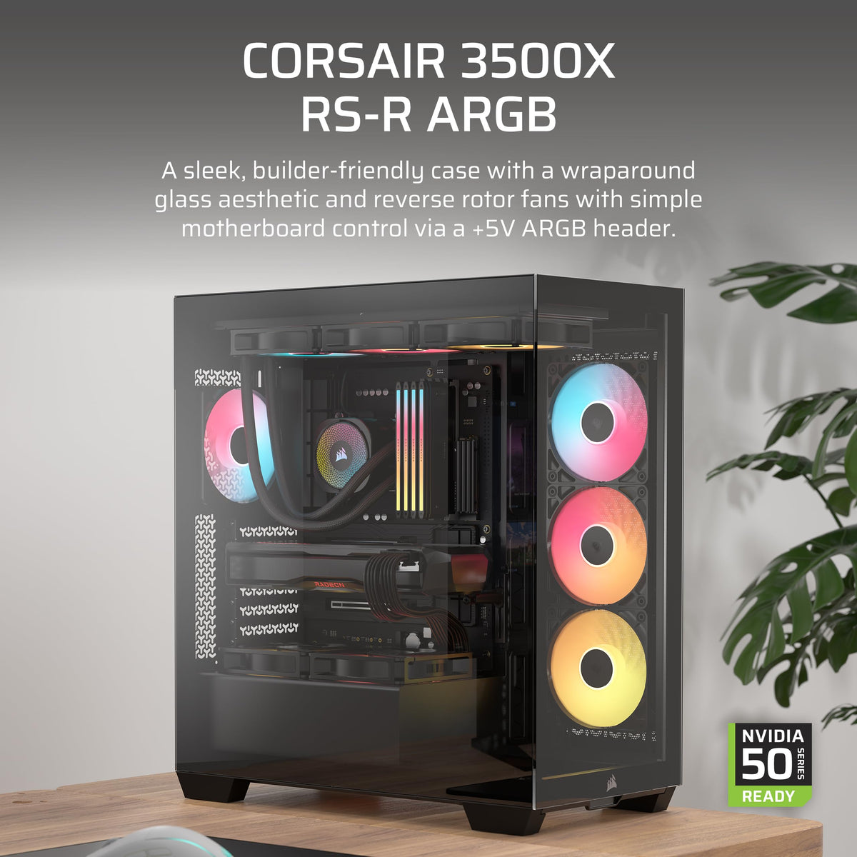 Corsair 3500X RS-R ARGB Mid-Tower PC Case, Black