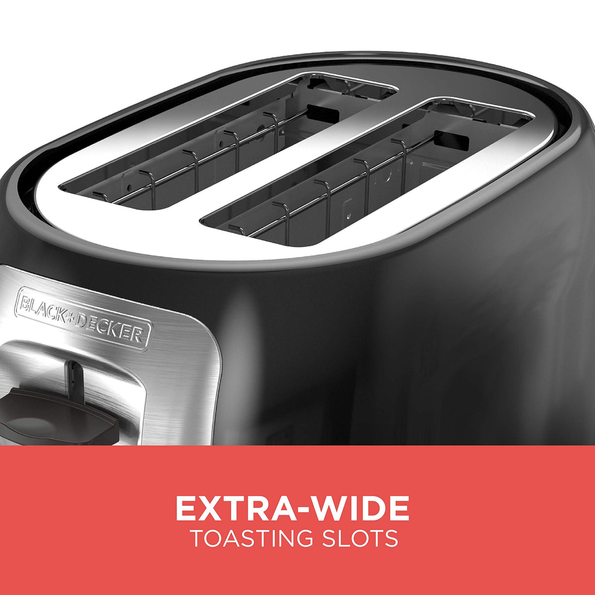 BLACK+DECKER 2-Slice Extra Wide Slot Toaster, TR1278B, Black