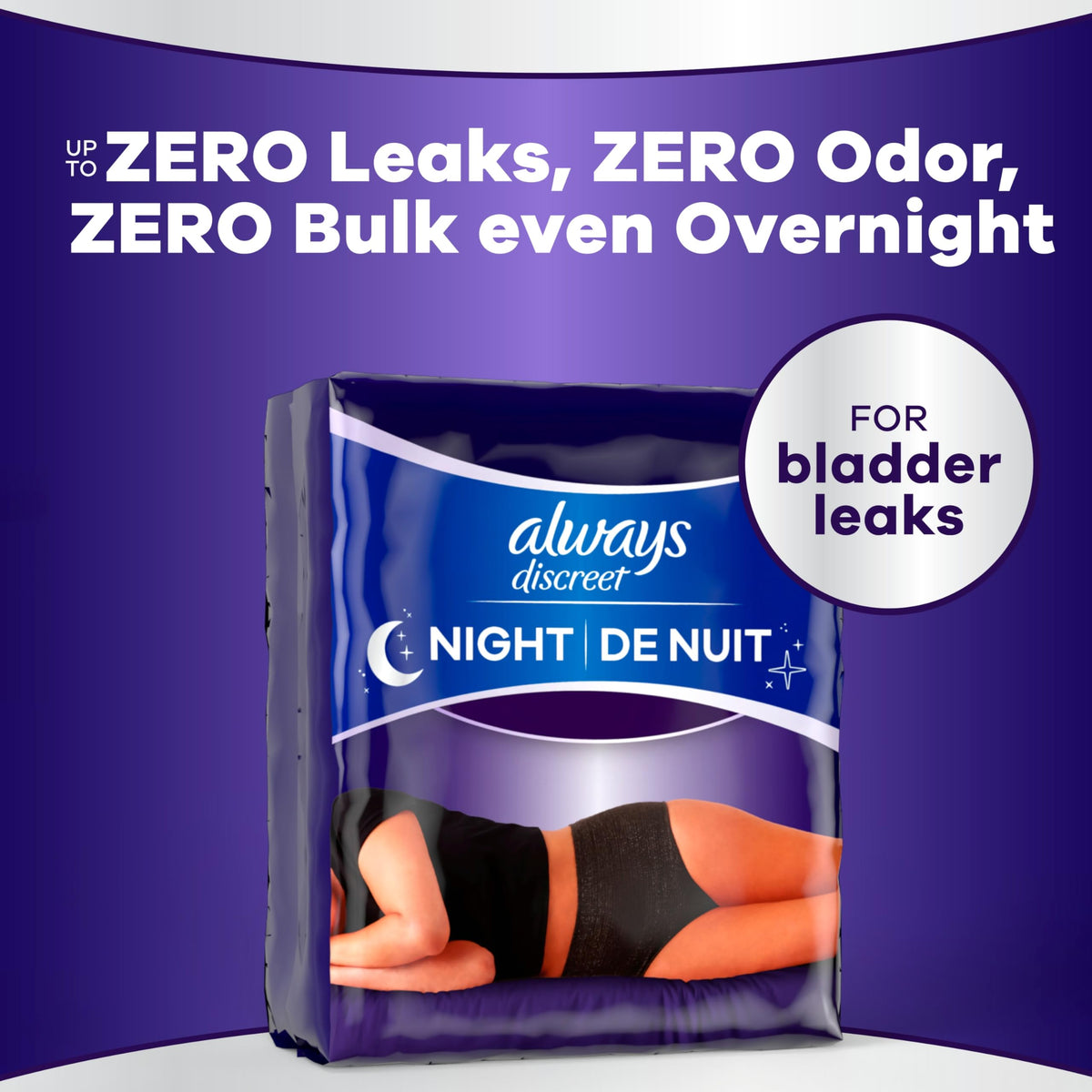 Always Discreet Night Overnight Underwear for Women, Large, 14 Count