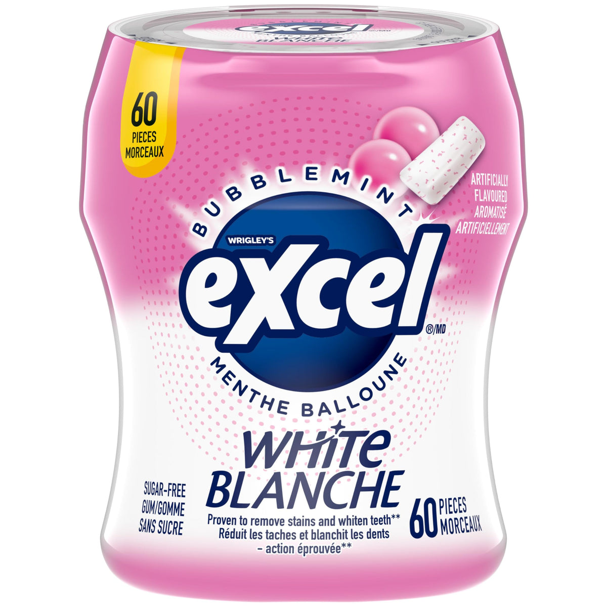 Excel White Bubblemint Sugar-Free Gum, 60 Pieces, 6 Bottles