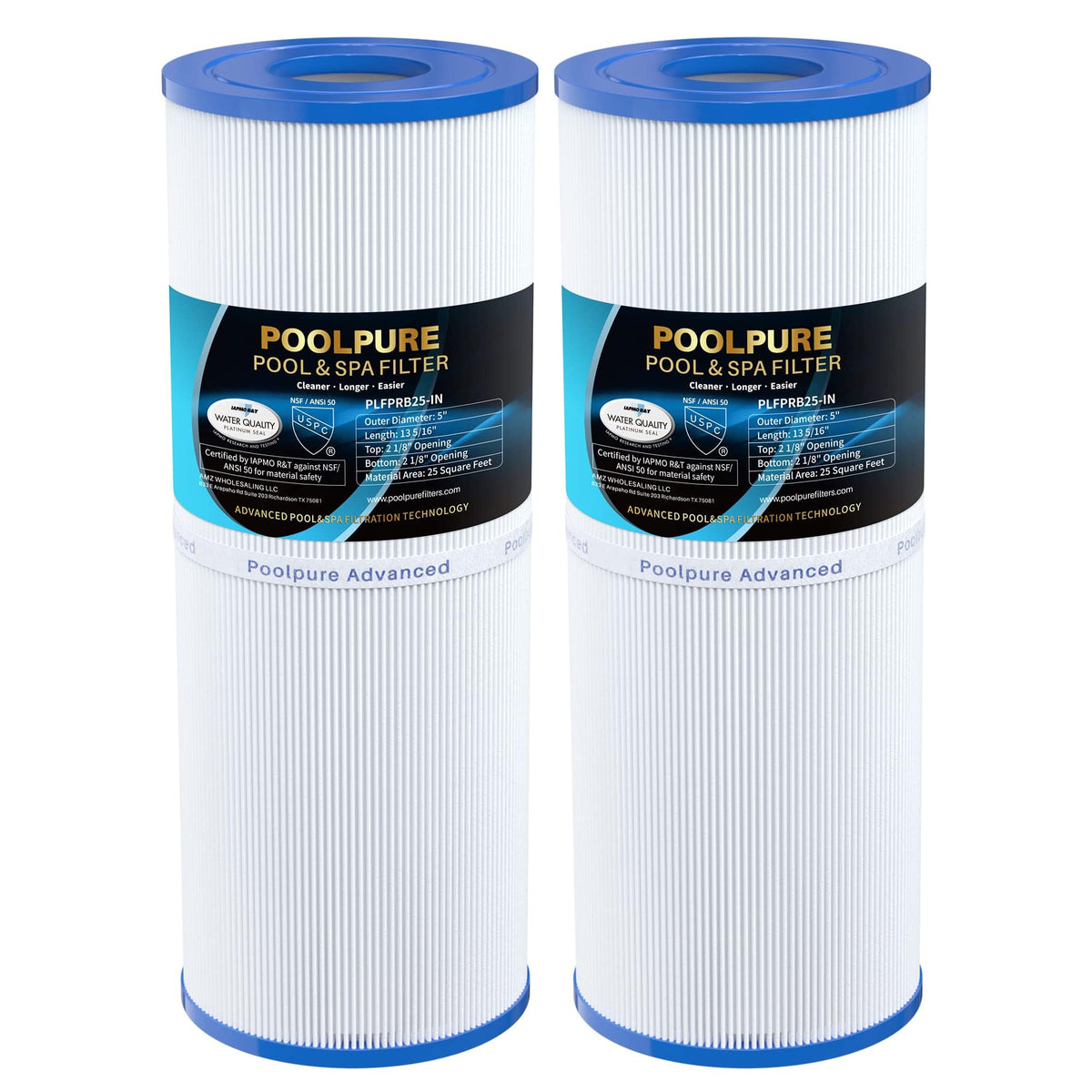 POOLPURE PLFPRB25-IN Replacement Hot Tub Filter (2 Pack)