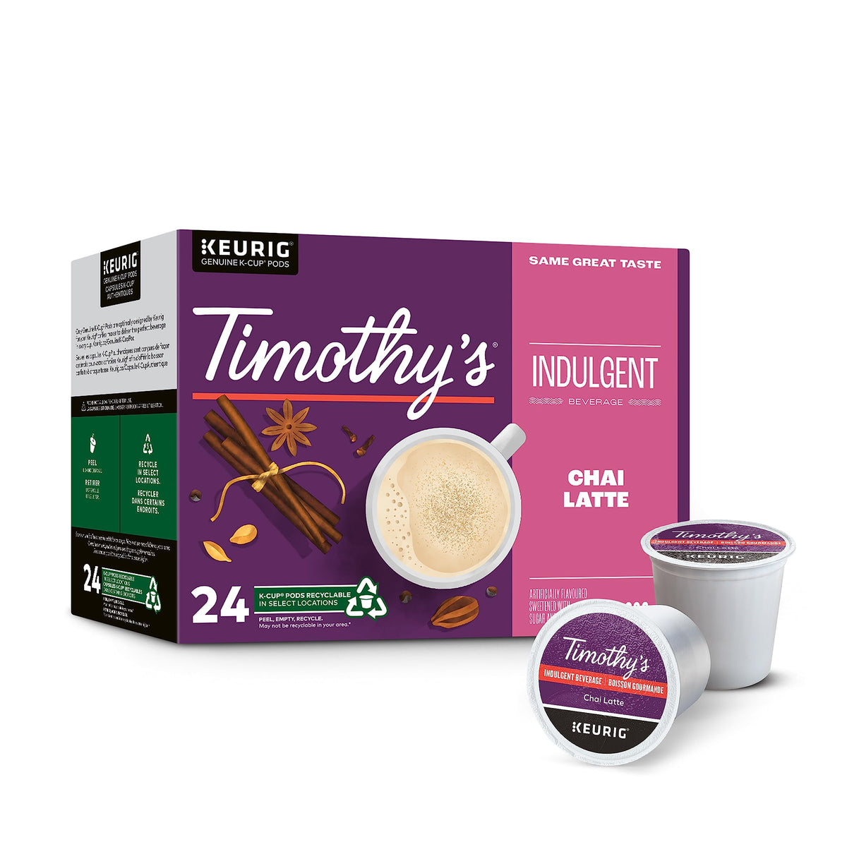 Timothy's Indulgent Chai Latte K-Cup Pods (24 Count)
