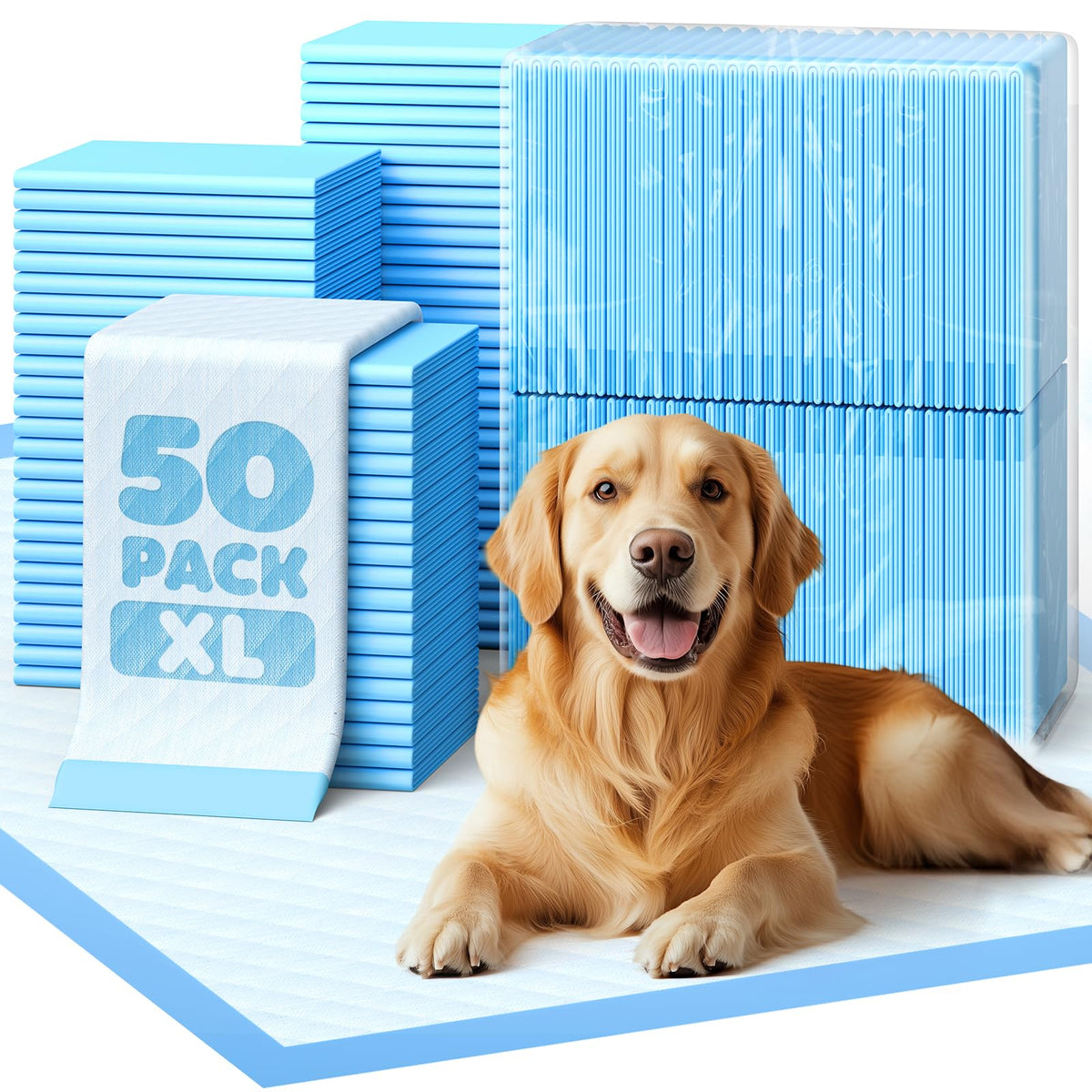 Powools Extra Large Puppy Pads, 34 x 28 in, 50-Pack