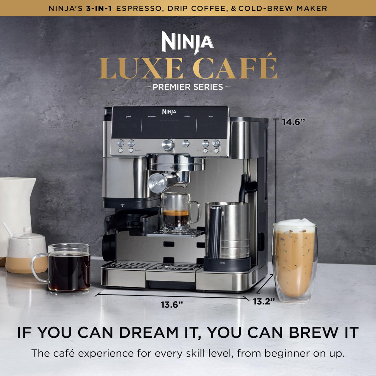 Ninja Luxe Café Premier Series Espresso Machine, ES601C