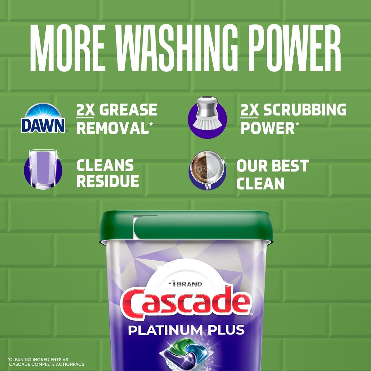 Cascade Platinum Plus Dishwasher Detergent Pods, Fresh, 51 Count
