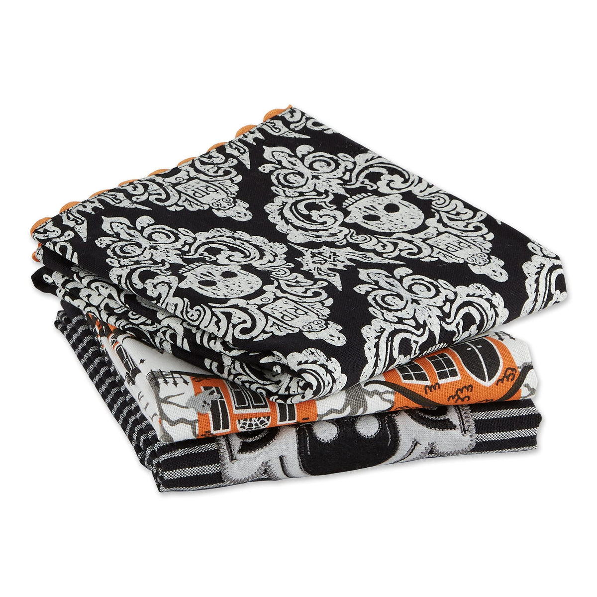 DII Halloween Hand Towel Set, 18x28, Skull/Haunted House, 3 Count