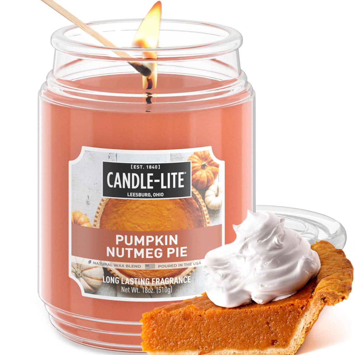 Candle-lite Halloween Scented Candles, 18 oz Jar, Pumpkin Nutmeg Pie