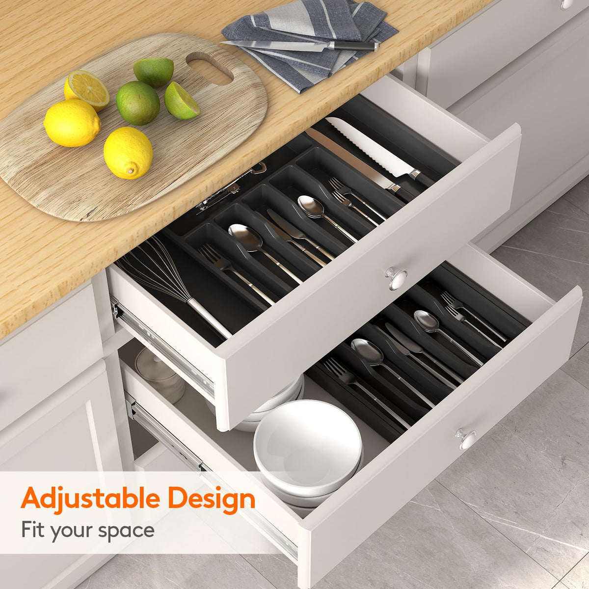 Lifewit Expandable Cutlery Drawer Organizer, Black