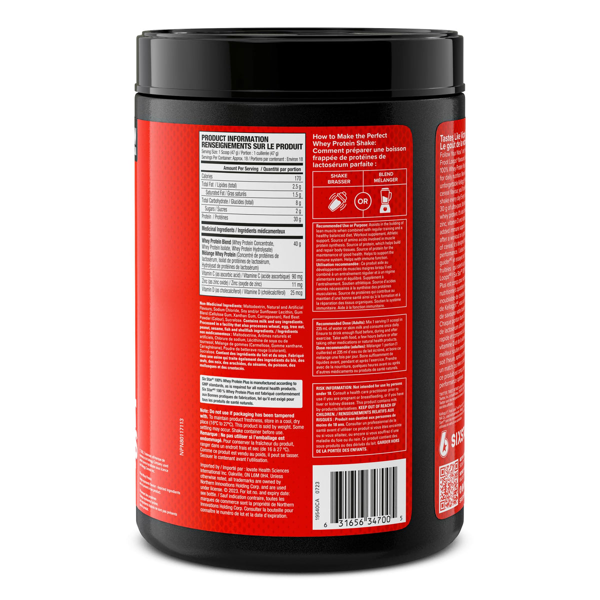Six Star Whey Protein Powder Plus, Kellogg's Froot Loops, 18 Servings