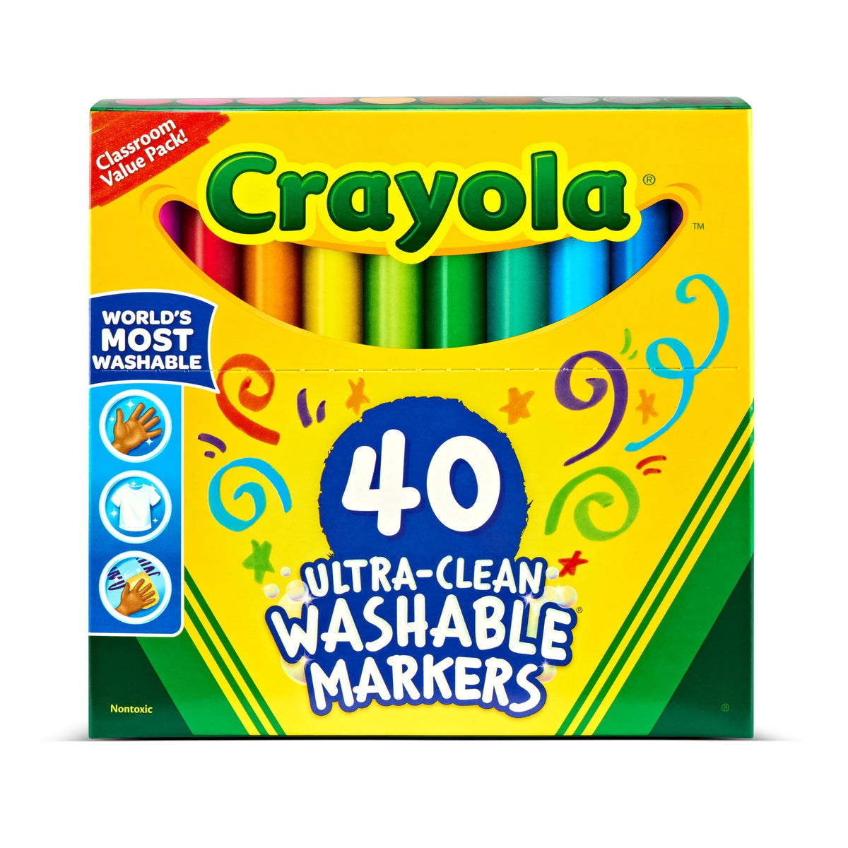 Crayola Ultra Clean Washable Broad Line Markers, 40 Classic Colors