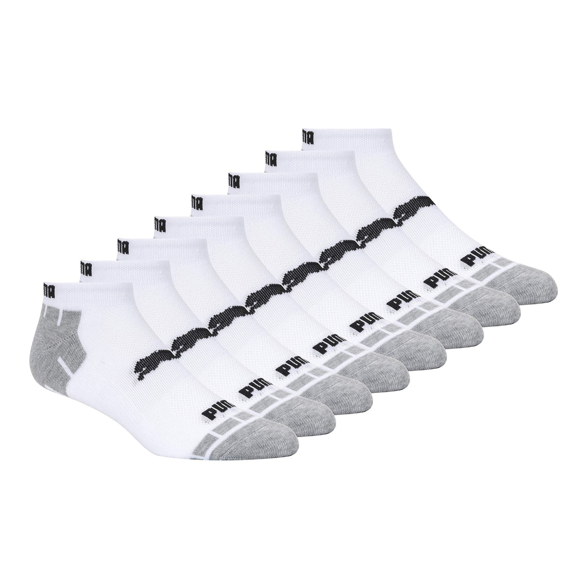 Puma Men's Low Cut Socks, White/Grey, 10-13, 8 Pack