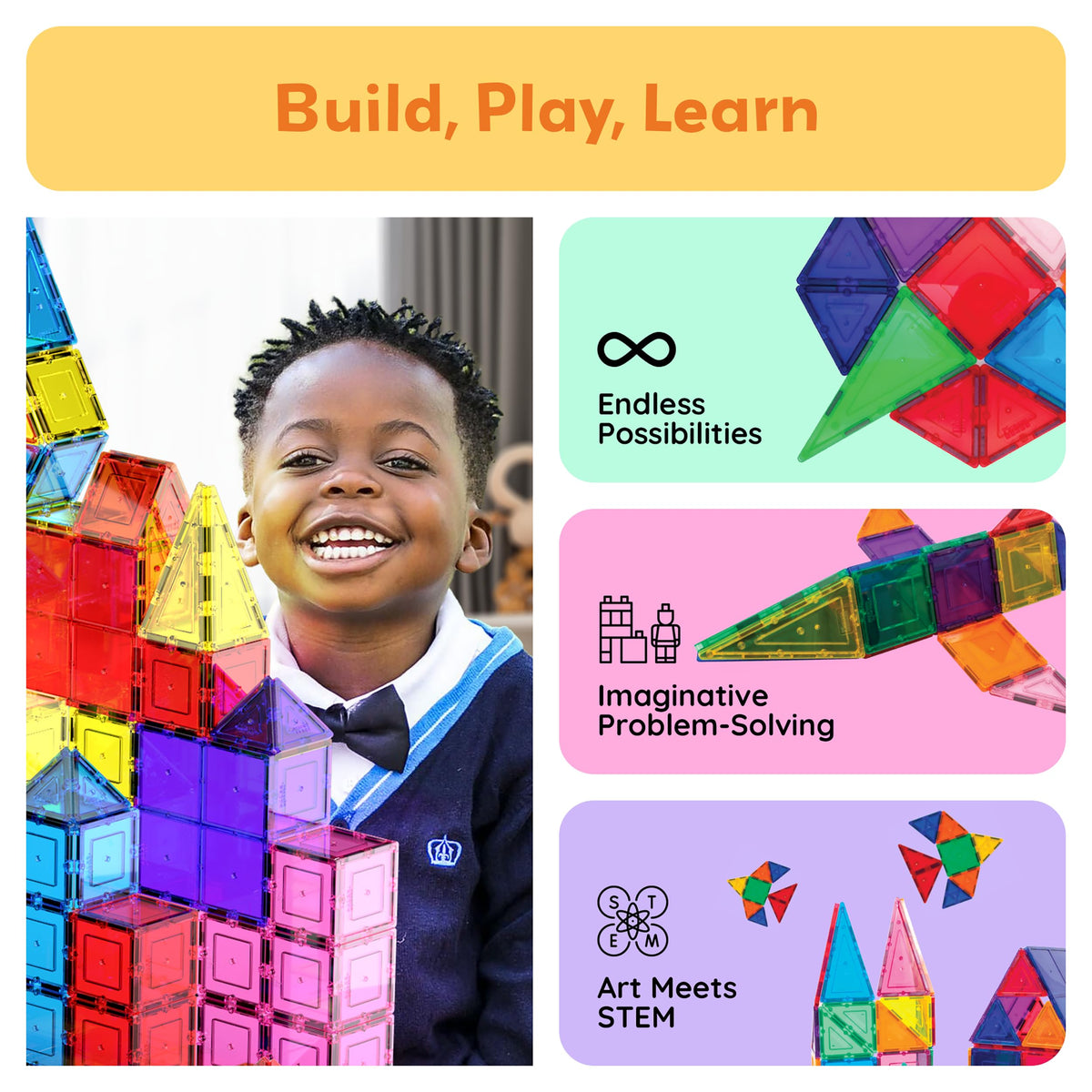 PicassoTiles 100-Piece Magnetic Building Tiles Set