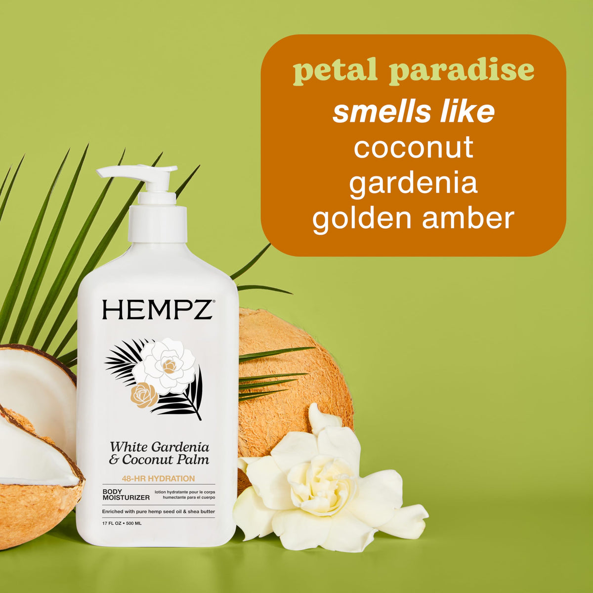 Hempz Body Lotion, White Gardenia and Coconut Palm, 17 Fl Oz