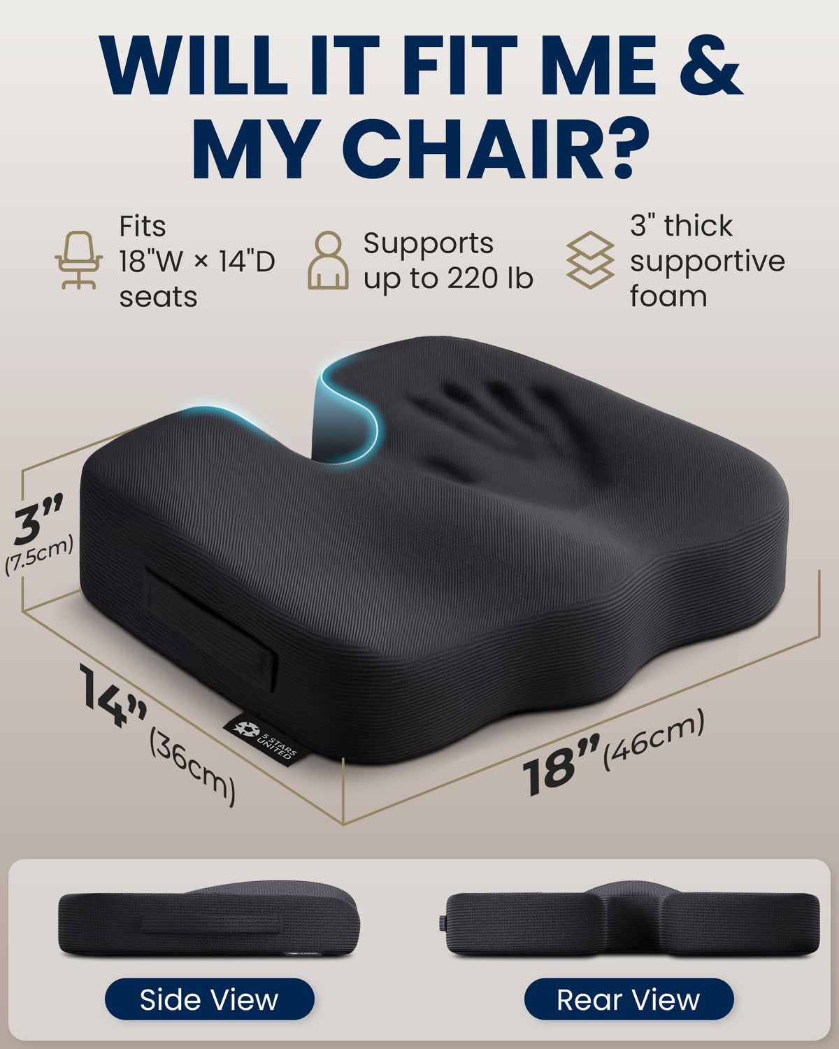 5 Stars United Memory Foam Seat Cushion
