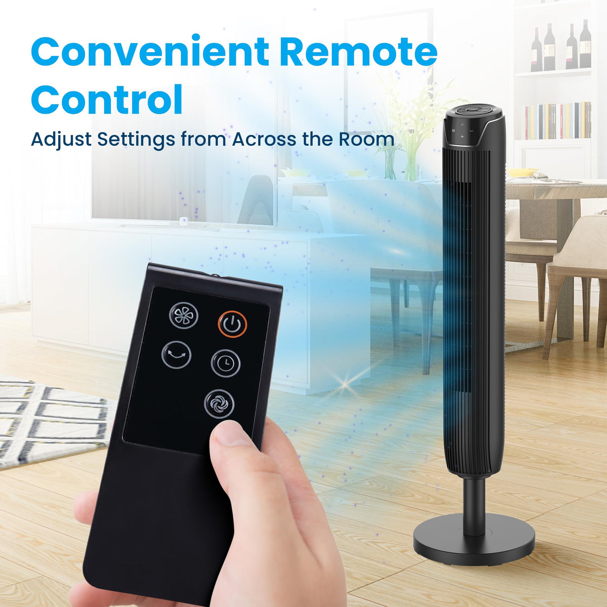 Senville 42" Oscillating Tower Fan for Bedroom, Black