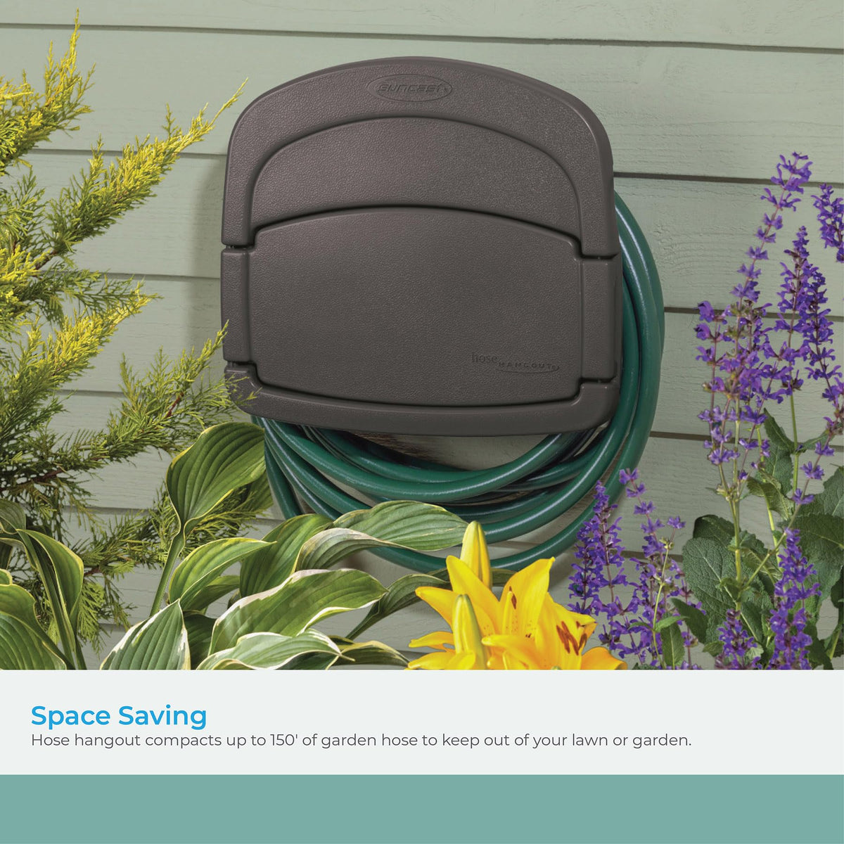 Suncast DHH150ST Deluxe Hangout Hose Hanger, Stoney Gray