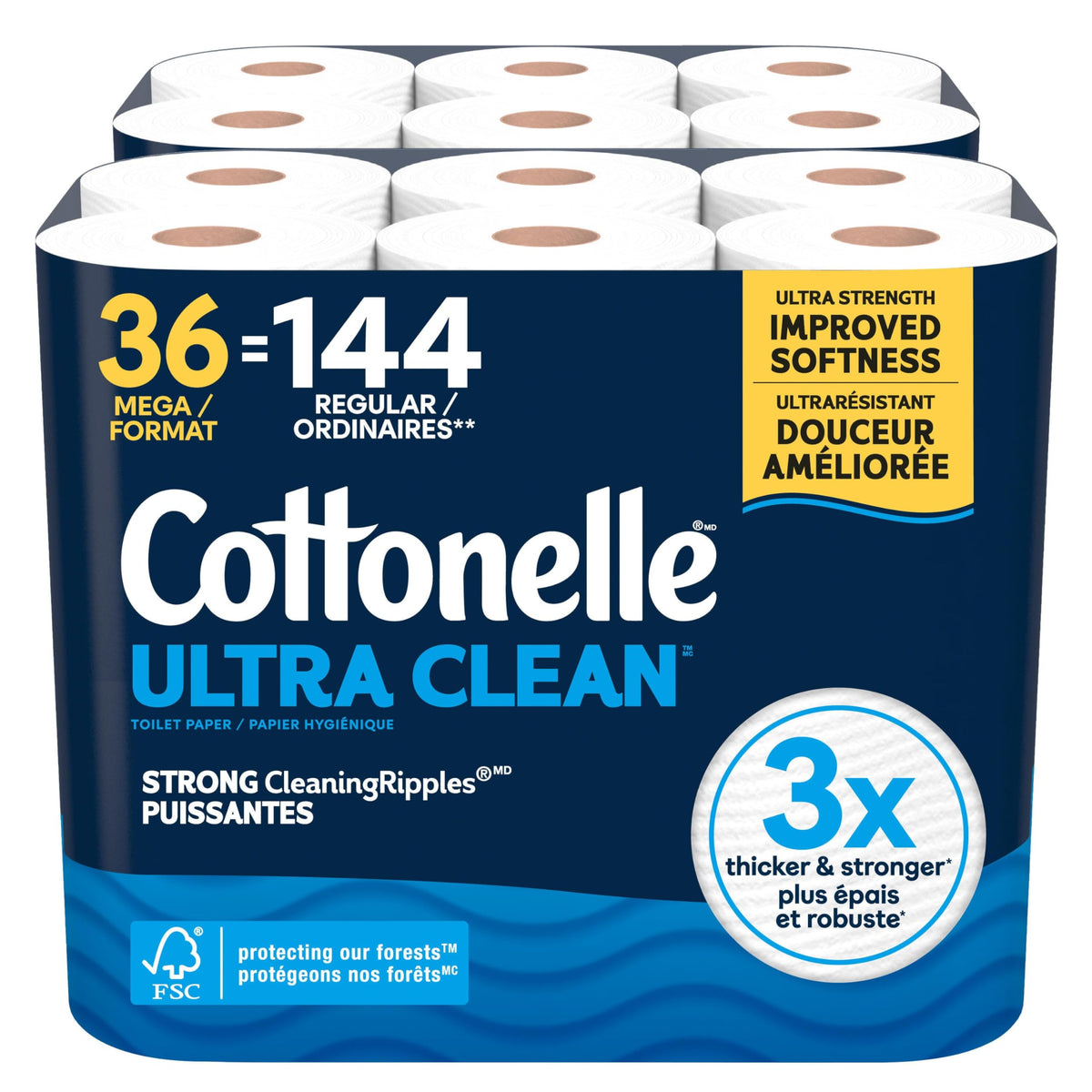 Cottonelle Ultra Clean Toilet Paper, 36 Mega Rolls