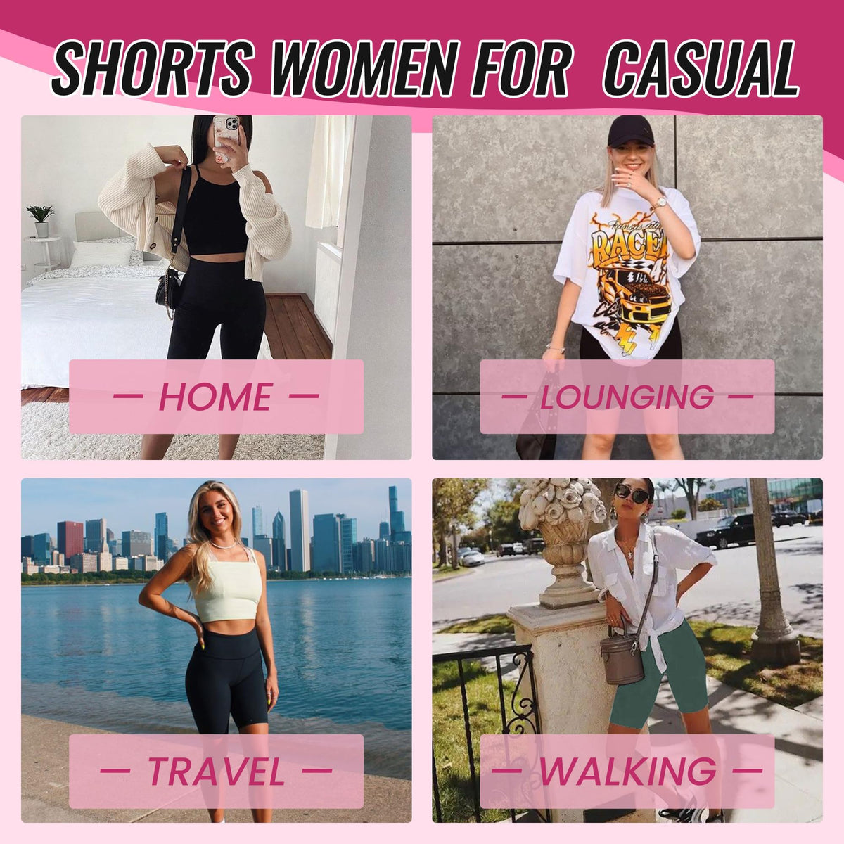 CAMPSNAIL Women's High Waisted Biker Shorts (4 Pack)