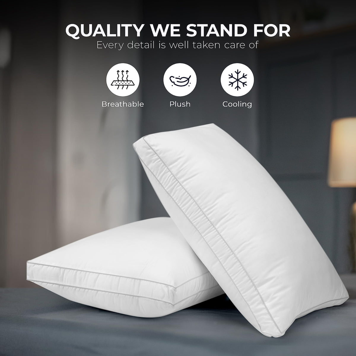 Utopia Bedding Gusseted Bed Pillows, King, Set of 2