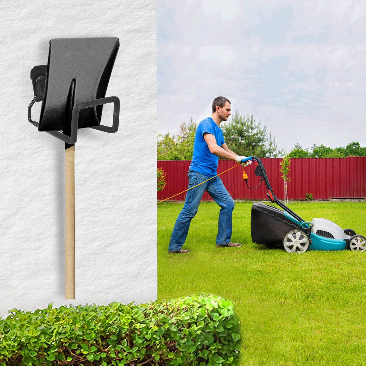 PeoMev Heavy-Duty Metal Wall-Mount Garden Hose Holder, Black