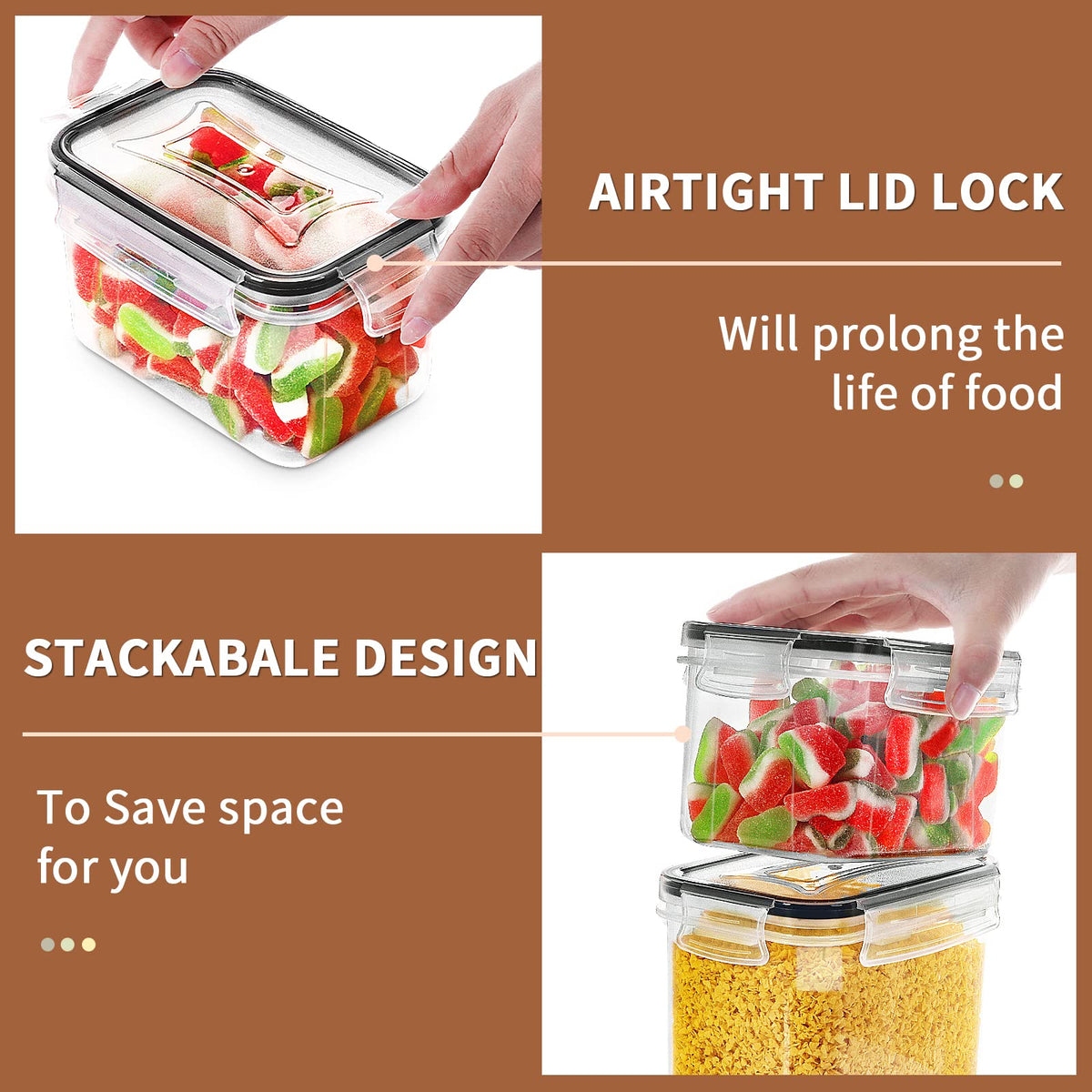 Praki Airtight Food Storage Container Set with Lids, 16 Pcs