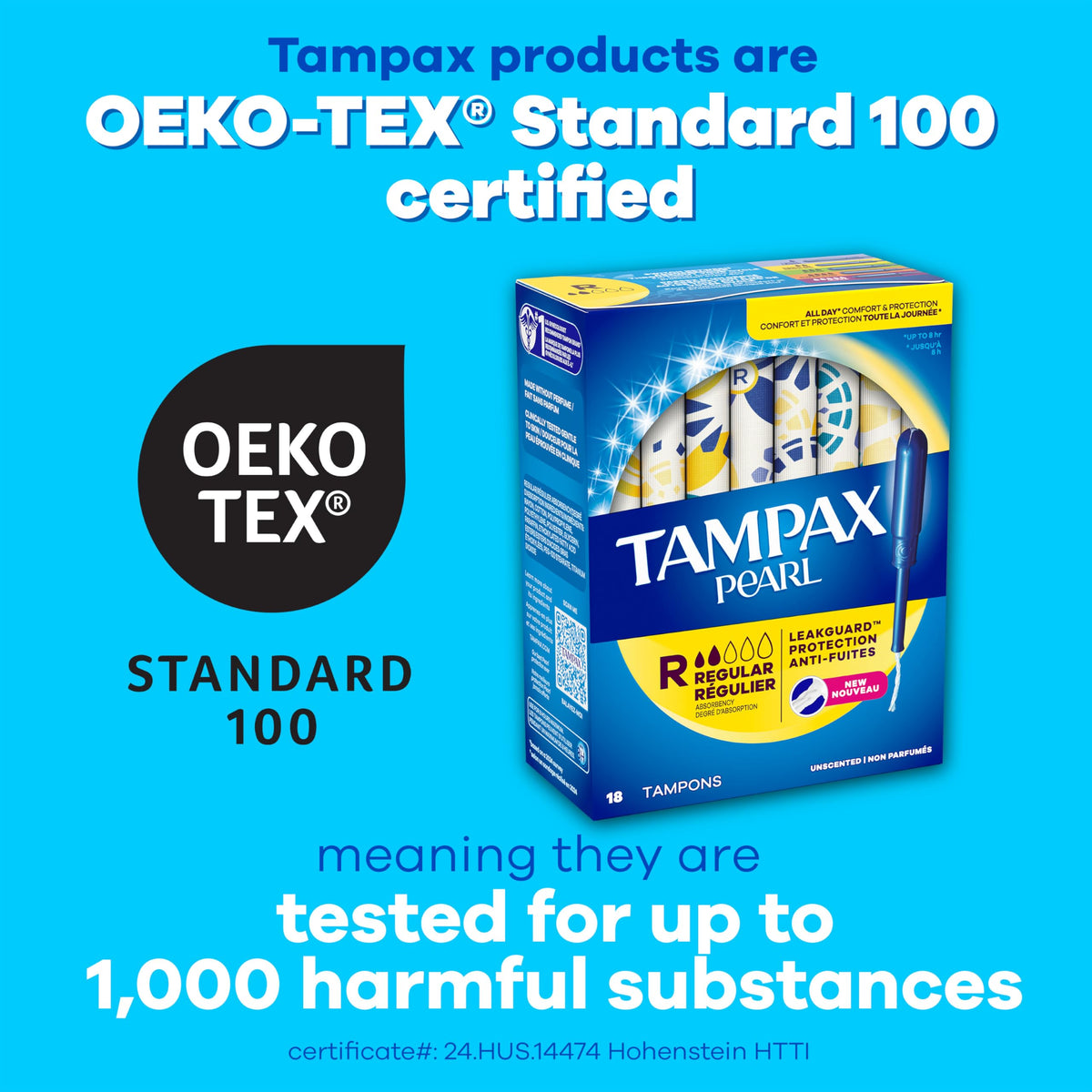Tampax Pearl Tampons, Ultra Absorbency, Unscented, 60 Count
