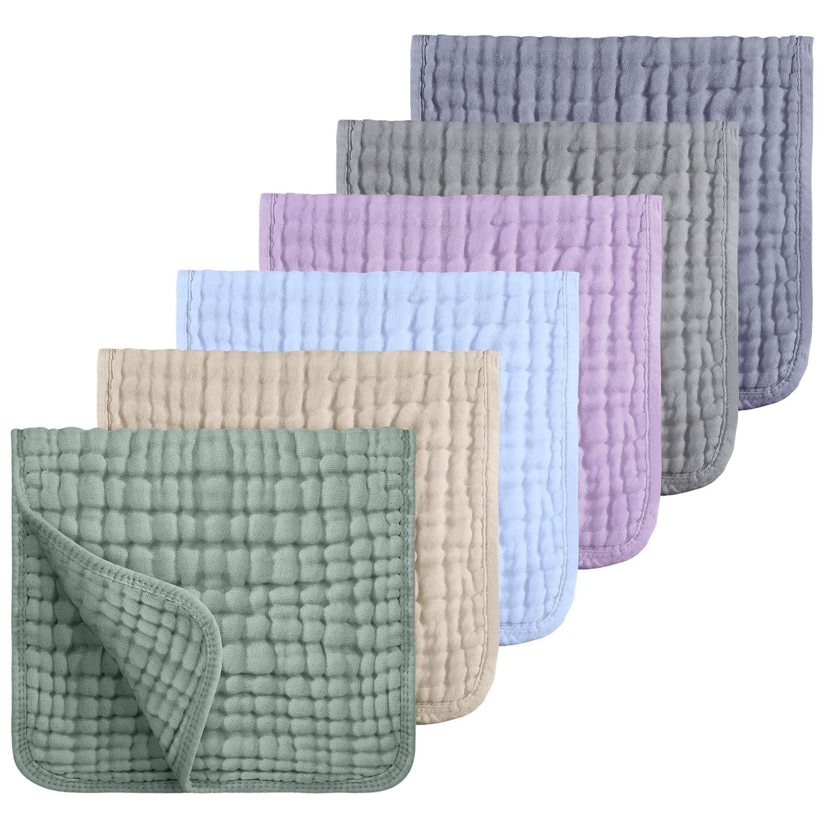 Looxii Muslin Burp Cloths, 20 x 10 in, Multicolour, 6-Pack