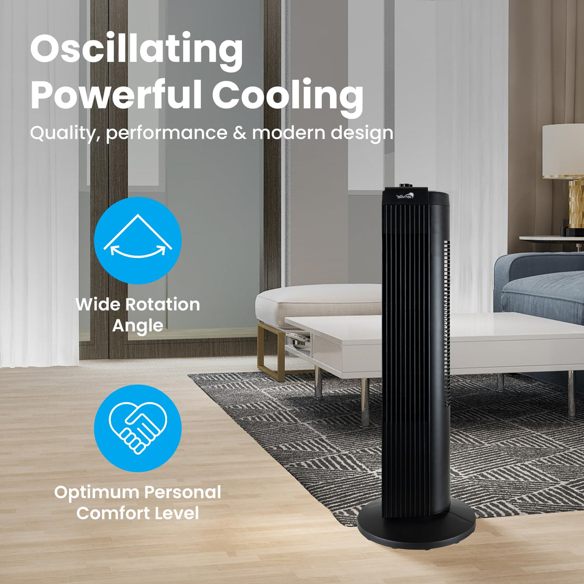 Senville 27" Standing Fan for Bedroom and Home with 60° Oscillation, SENFZ10-19M