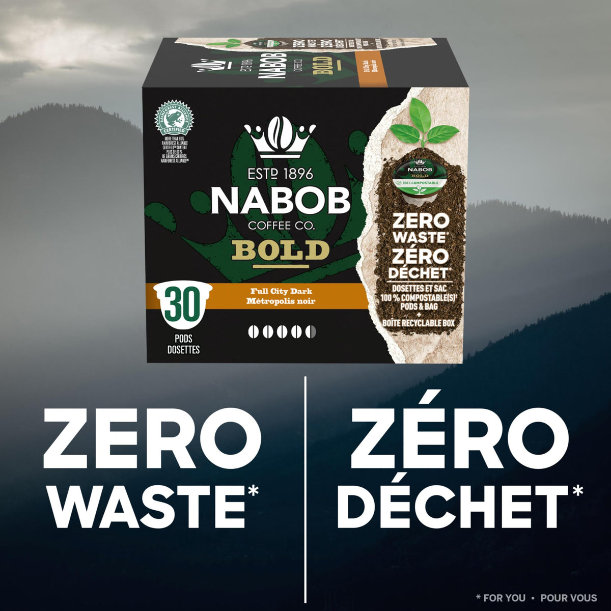 Nabob Full City Dark Coffee Compostable Pods, 292g Box