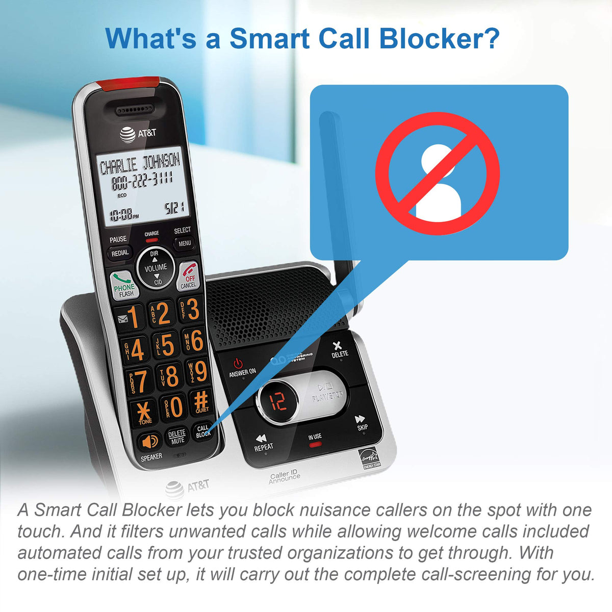AT&T BL102-2 DECT 6.0 2-Handset Cordless Phone, Silver/Black