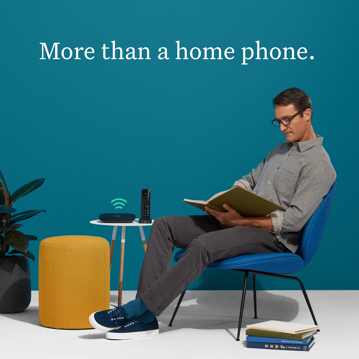 Ooma Telo Air 2 VoIP Home Phone Service, Wireless and Bluetooth, Black