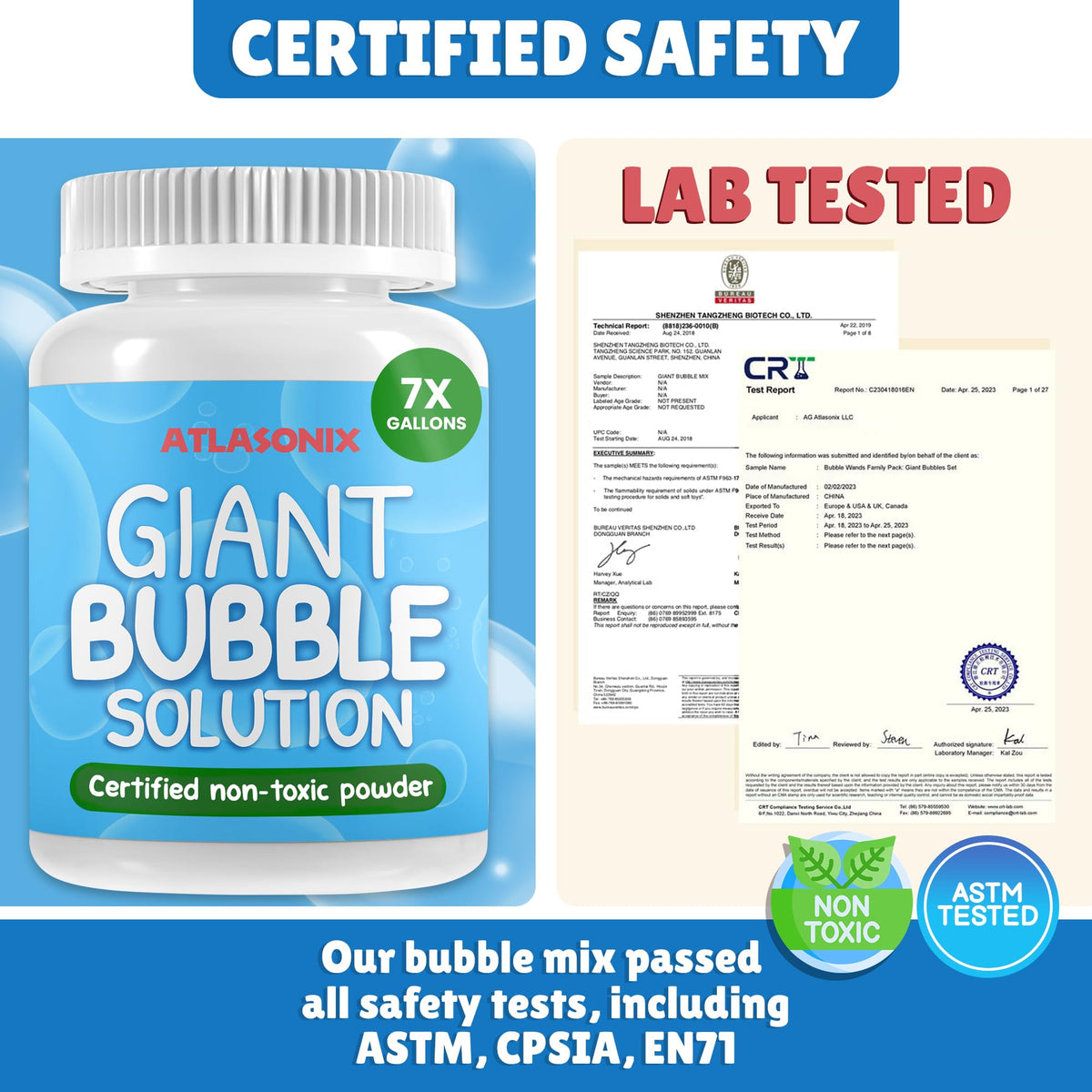 Giant Bubble Solution Powder Mix with Wands, Makes 7 Gallons