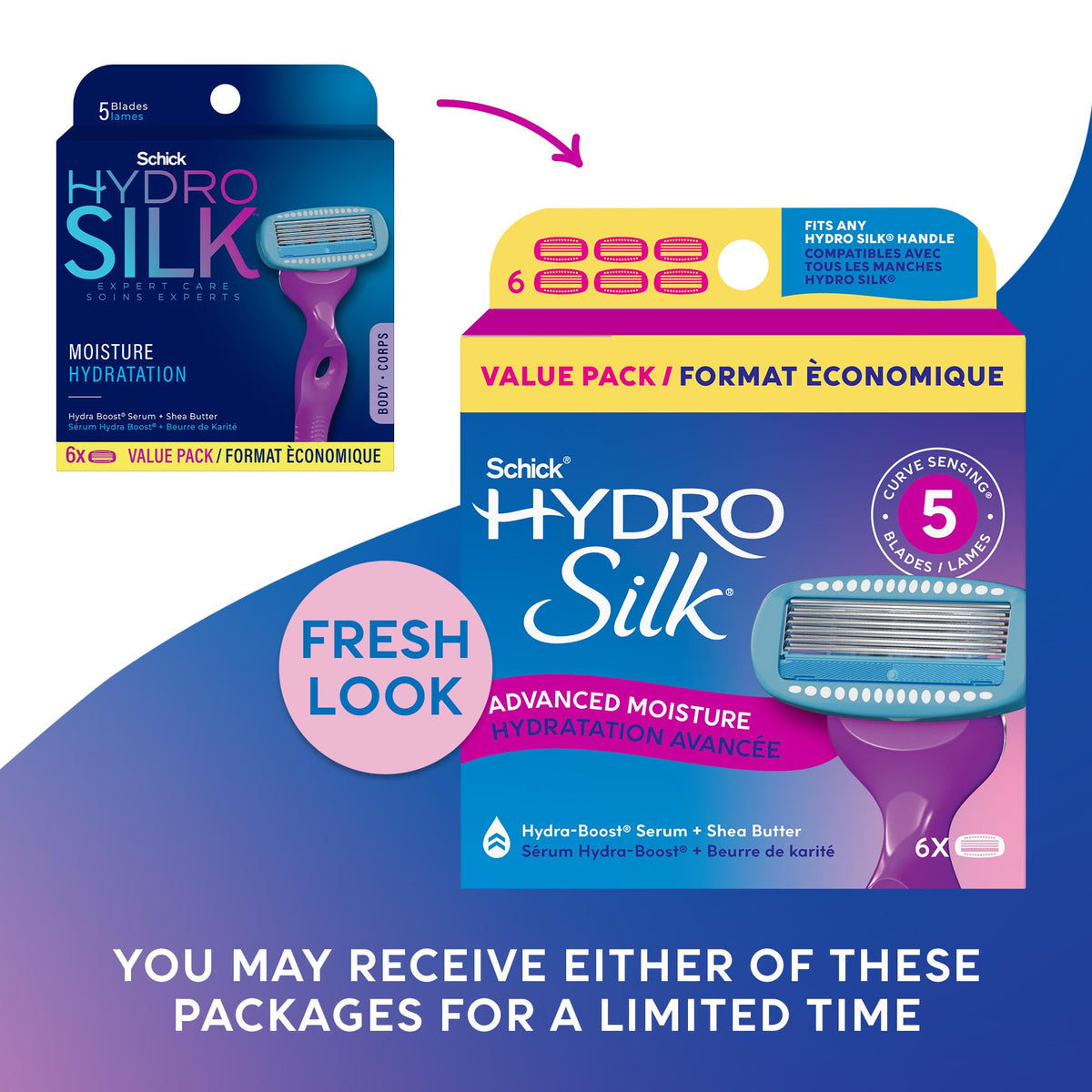 Schick Hydro Silk Moisture Hydration Razor Refills for Women, 6 Count