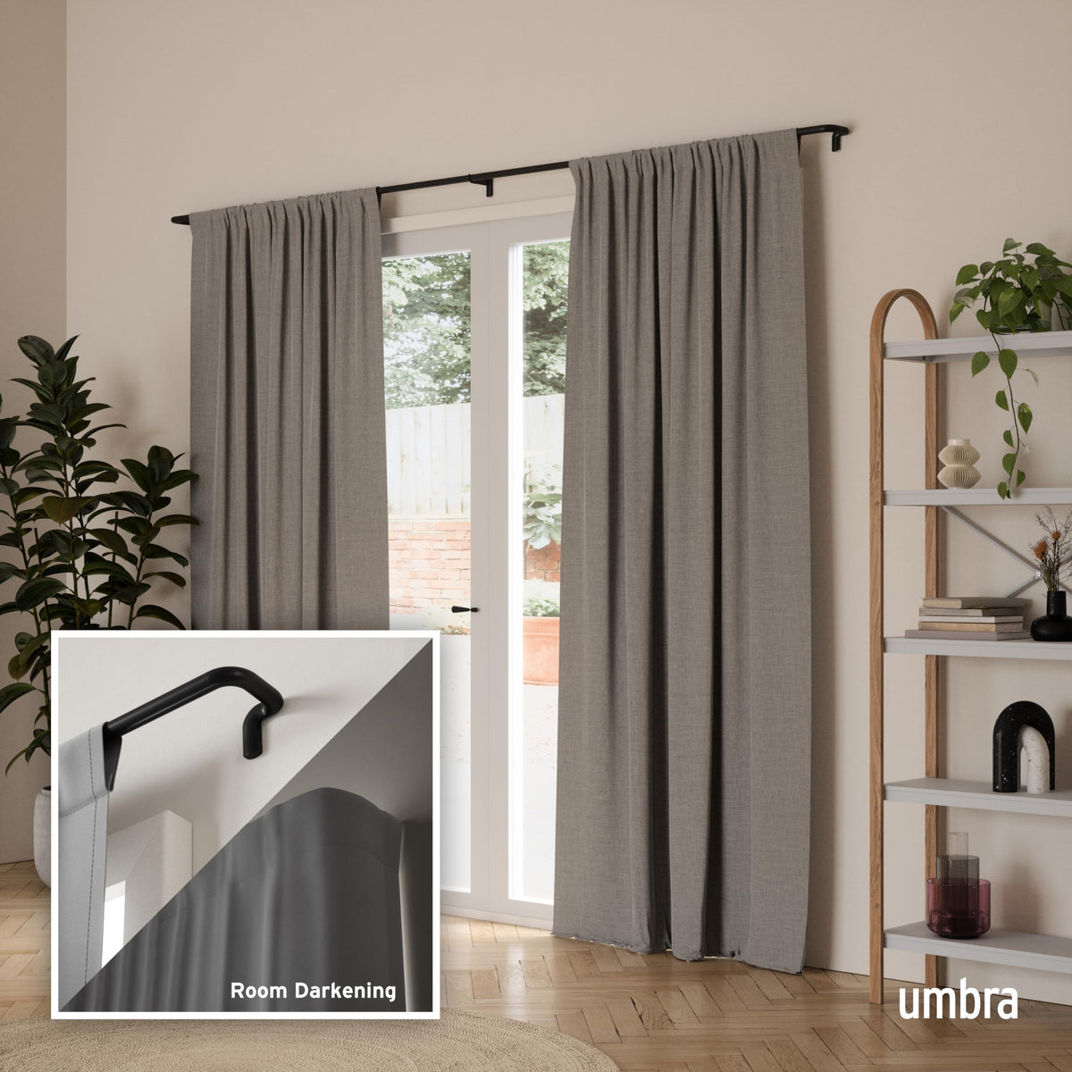 Umbra Twilight Curtain Rod Set, Wrap Around, 30 to 84 Inches, Black