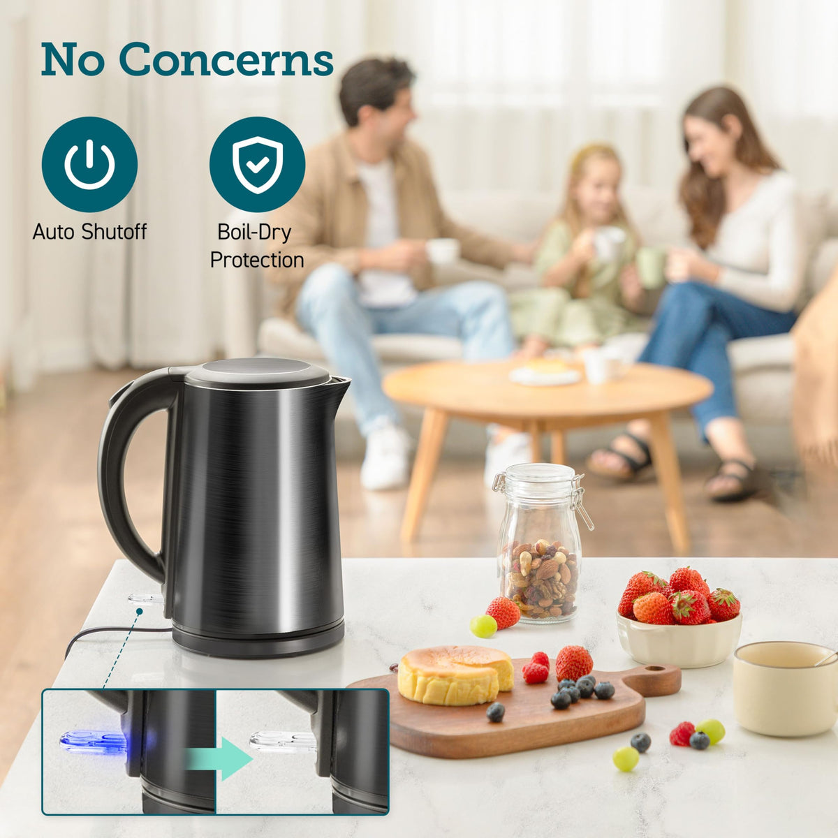 Cosori Stainless Steel Electric Kettle, 1.5L, Black