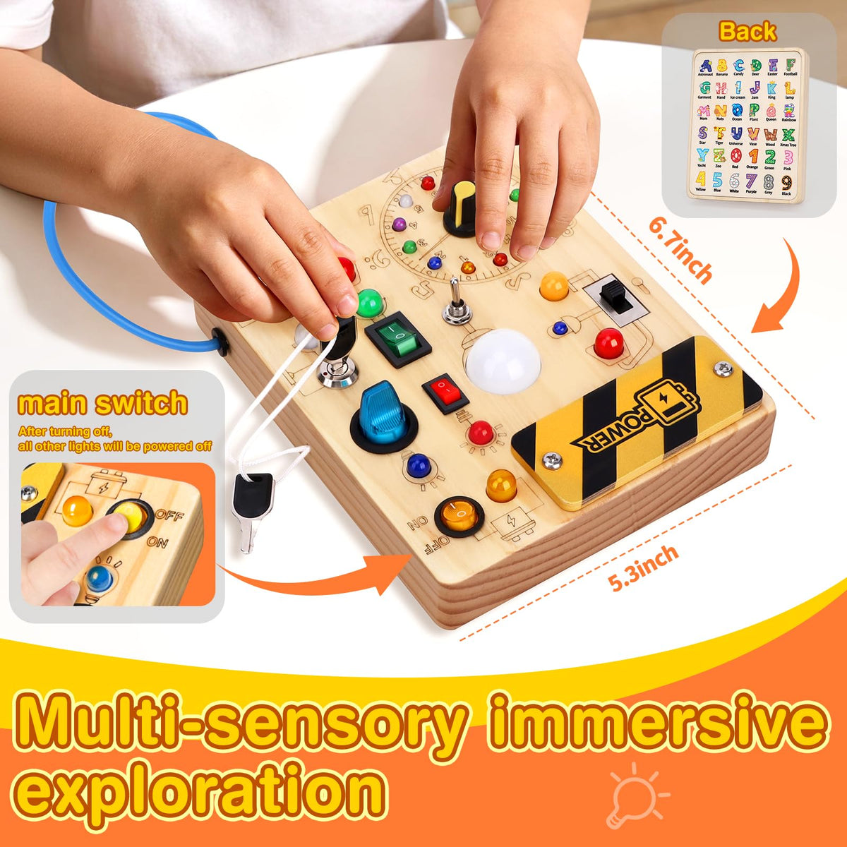 Busy Board with 23 LED Lights for Toddlers