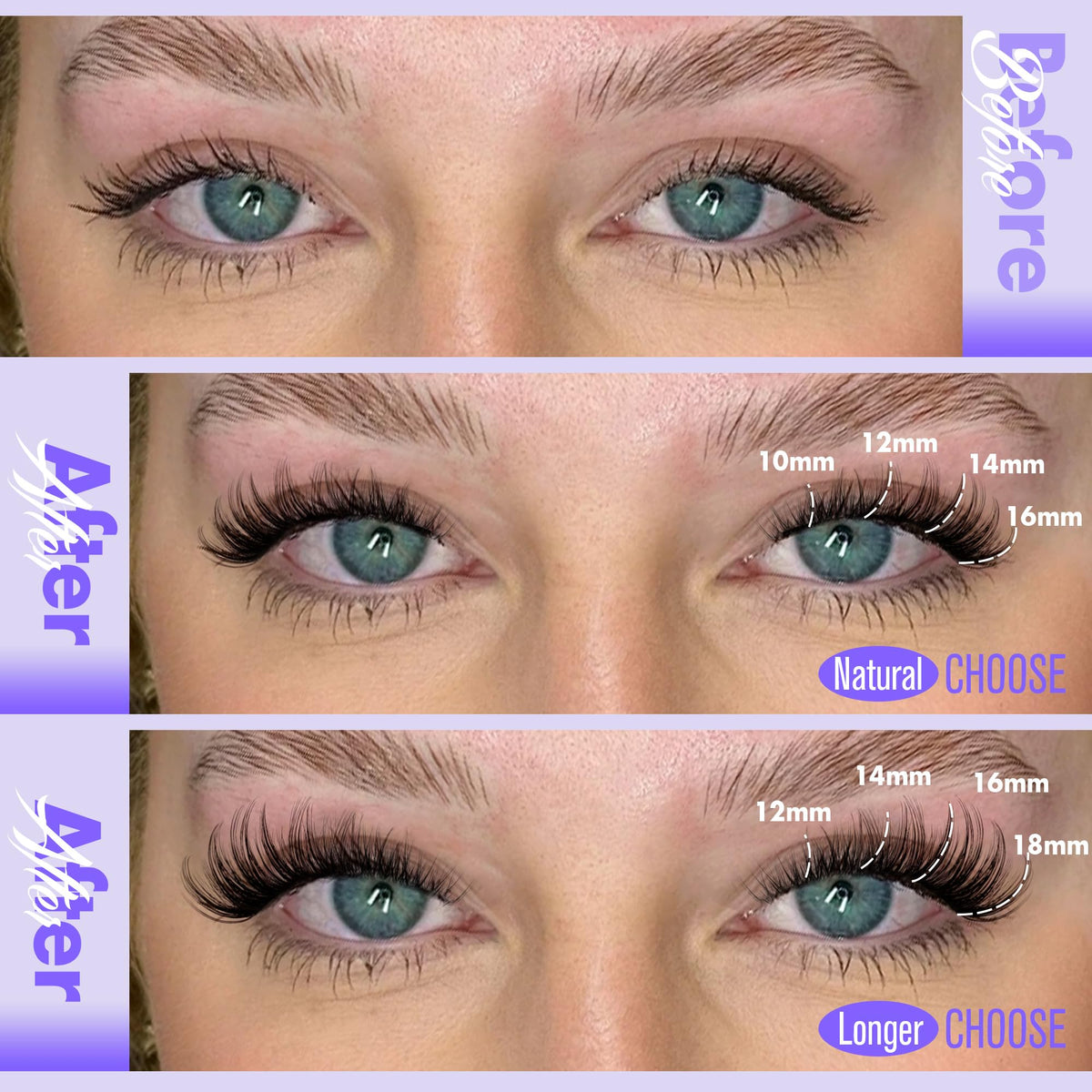 Pawotence Wispy D Curl Cluster Lash Extensions, 10-18 mm