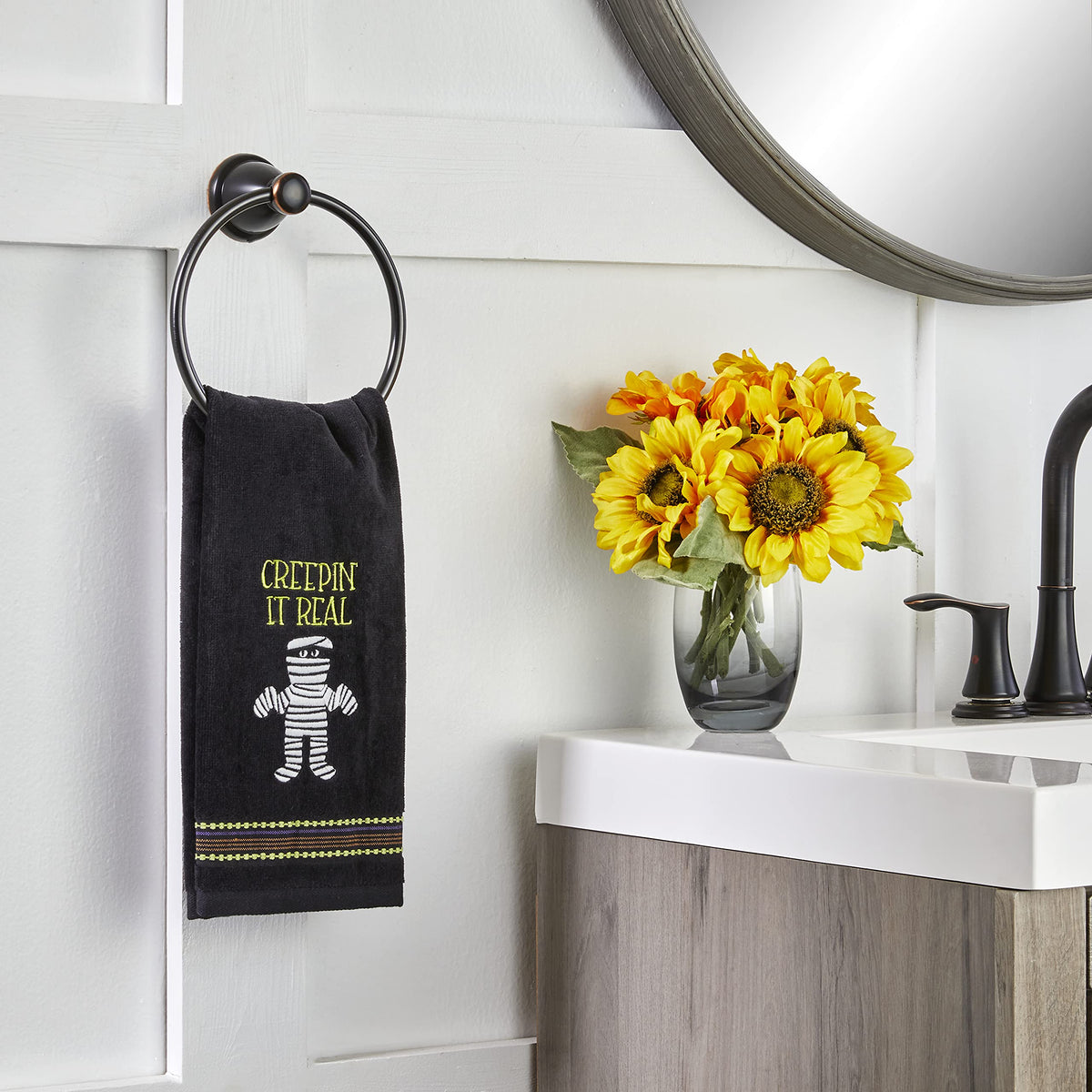 SKL Home Creepin' Real Glow-in-the-Dark Hand Towel Set, 2 Count