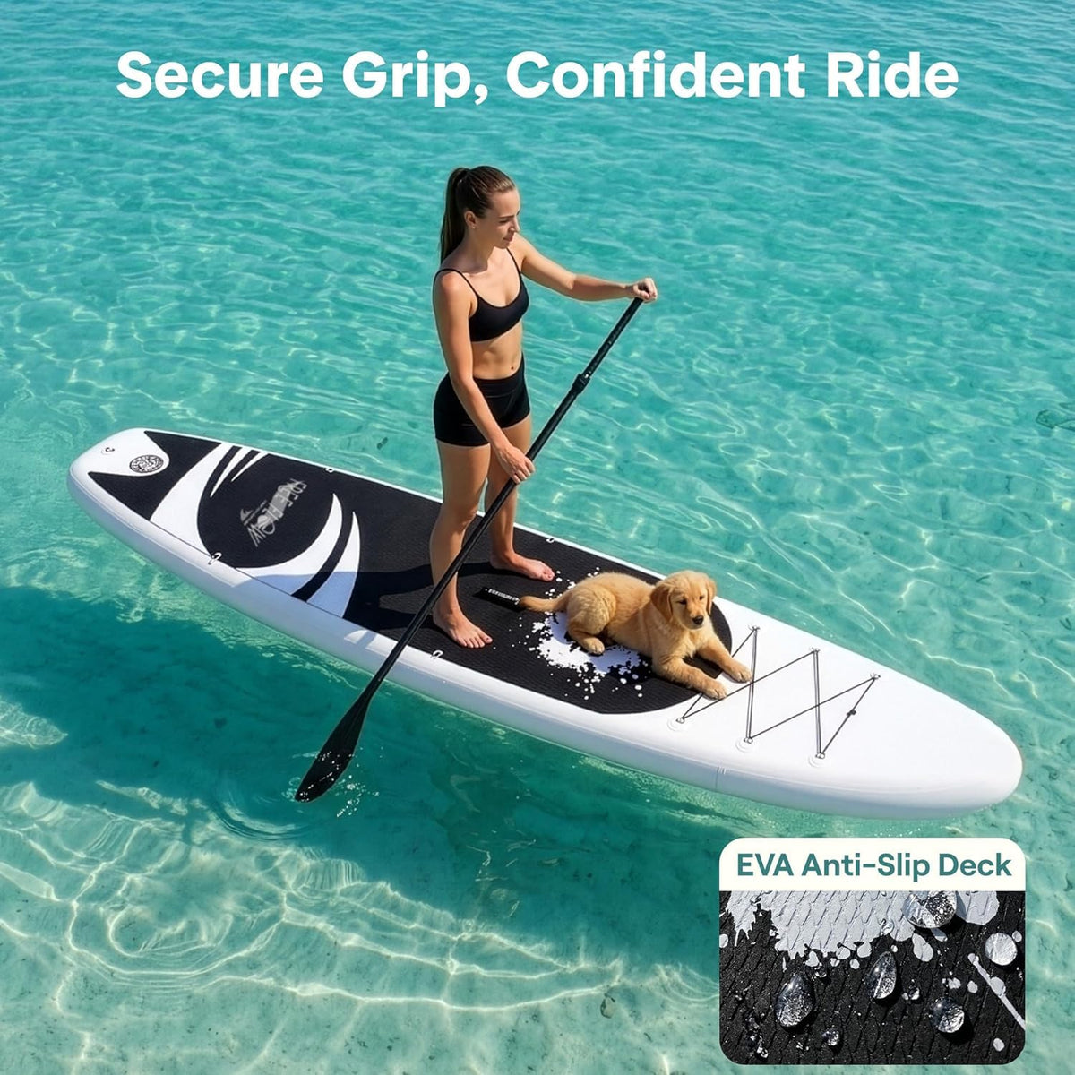 SereneLife Inflatable Stand Up Paddle Board, 10'6", with Accessories