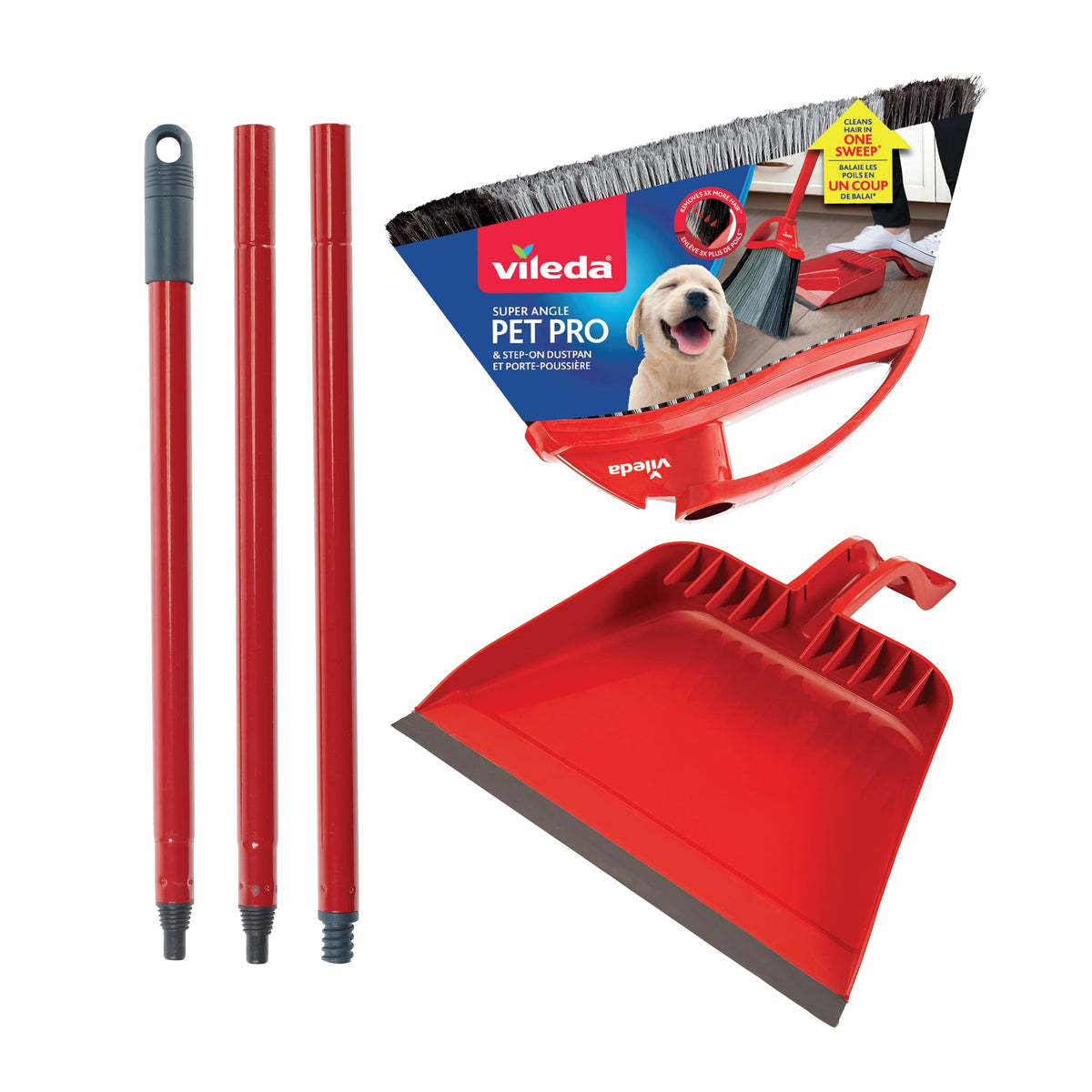 Vileda Pet Pro Broom with Step-On Dustpan