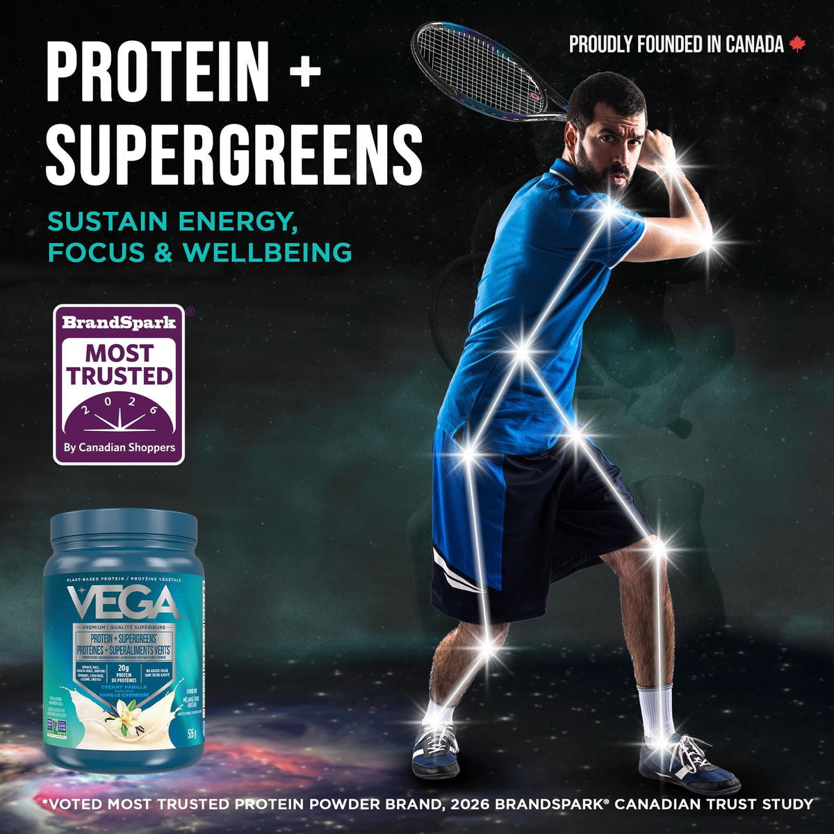 Vega Protein + Supergreens Plant-Based Protein, Vanilla, 526 g