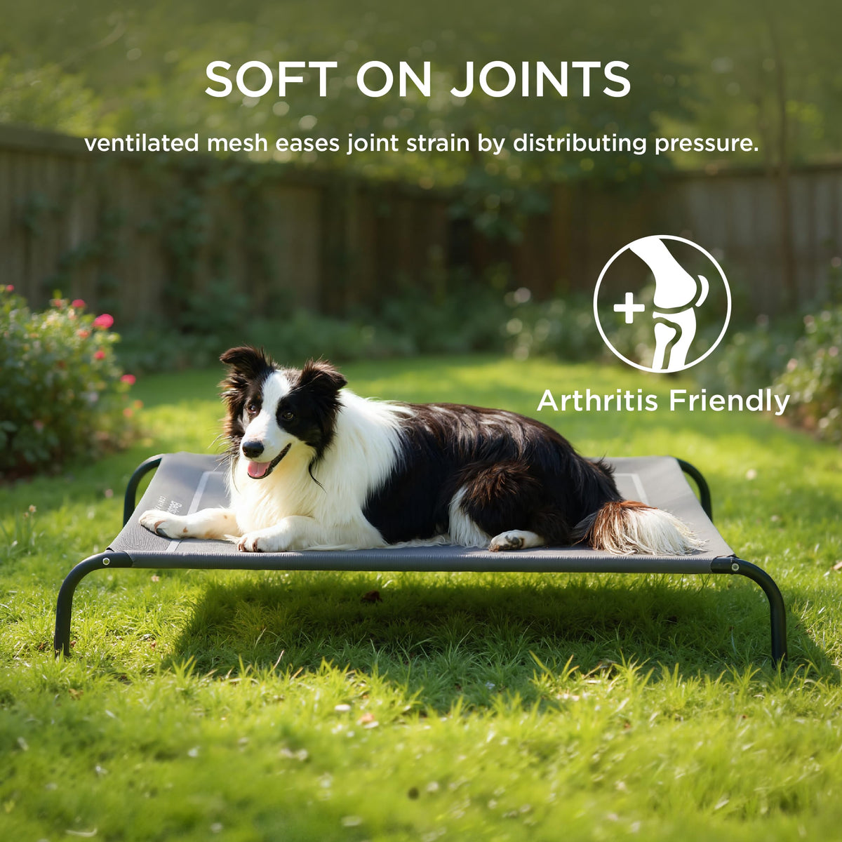 Bedsure Elevated Outdoor Dog Cot, Large, Grey