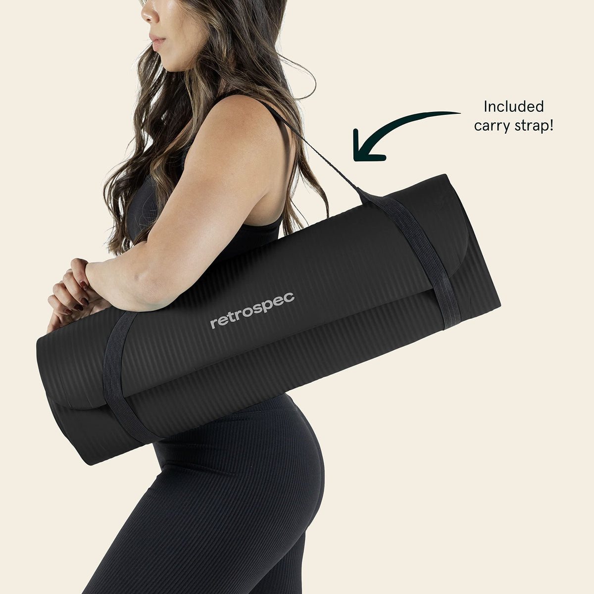 Retrospec Solana Yoga Mat, 1 1/2 Inch Thick, Black