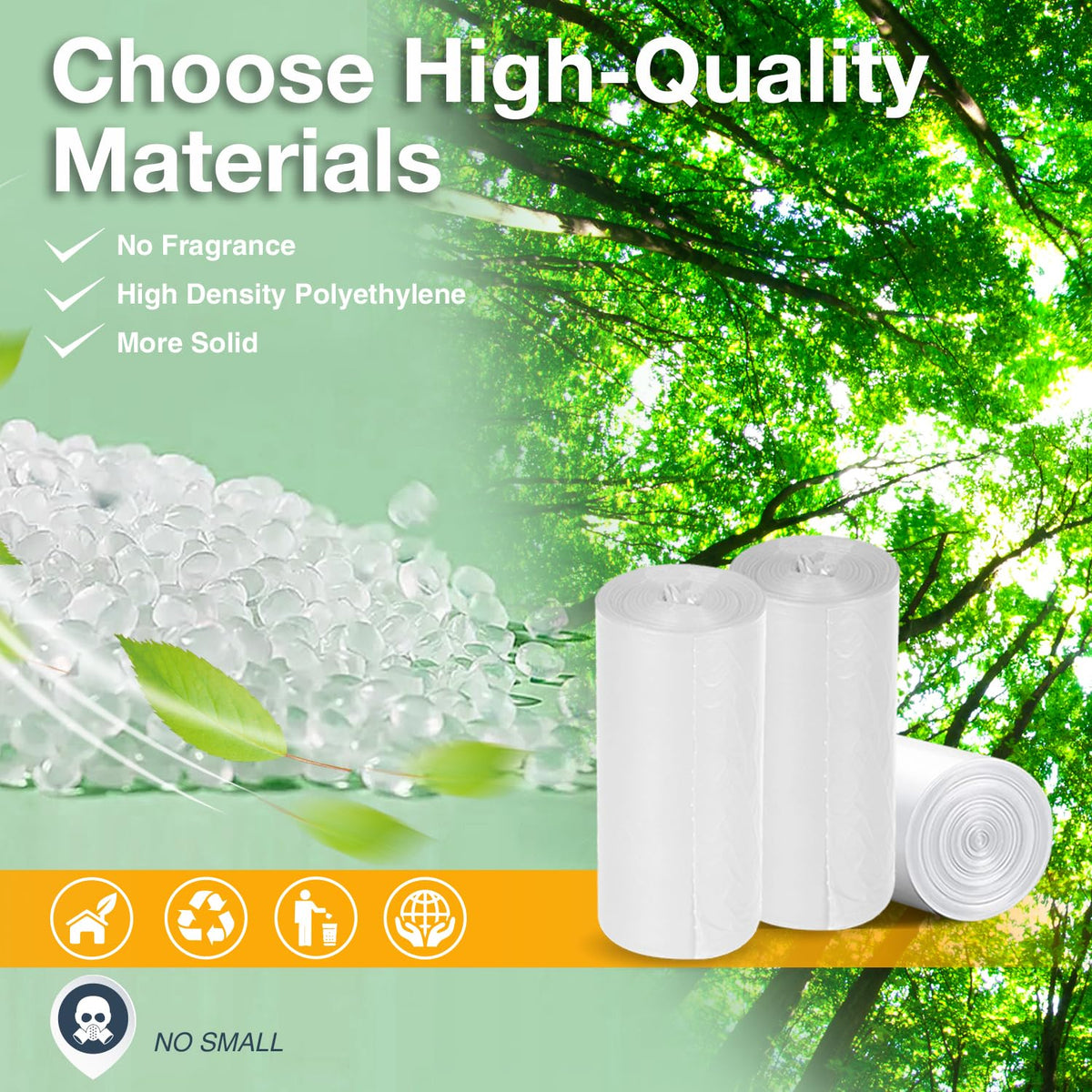Kitchen Garbage Bags, 30 Litres (8 Gallon), White, 150 Count