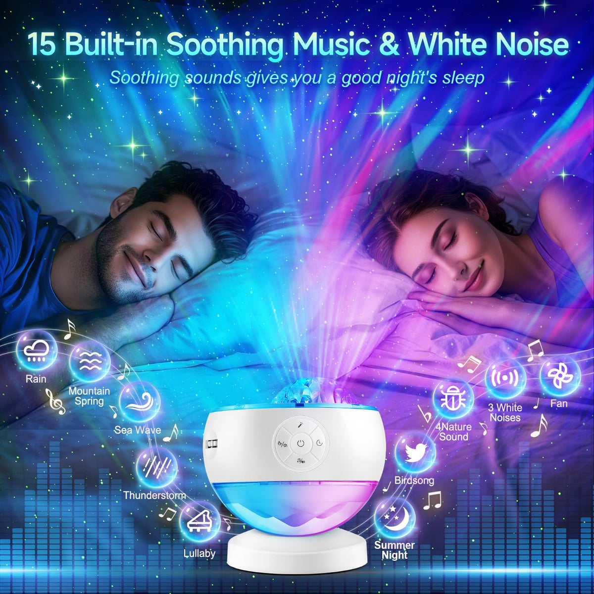 Northern Lights Galaxy Projector with Bluetooth Speaker and Remote